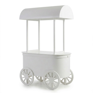 <span class=keywords><strong>Chariot</strong></span> à desserts vintage en contreplaqué <span class=keywords><strong>blanc</strong></span> pour mariage et hôtel, idéal pour la présentation de bonbons - Product Image 6