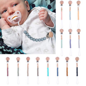 Porte-sucette et attache-sucette personnalisés, sans BPA, en silicone de qualité alimentaire, réutilisables, 20 cm, pour nouveau-nés à 2 ans, unisexe - Product Image 2