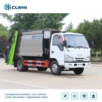 Camion de ramassage des déchets Isuzu 4x2 avec benne verte, camion compacteur de déchets pour usage urbain, camion de collecte des déchets en promotion