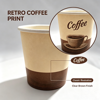 Gobelets en papier jetables imprimés rétro à motif de tasse à café, pour boissons chaudes, pour café à emporter, usage quotidien à la maison