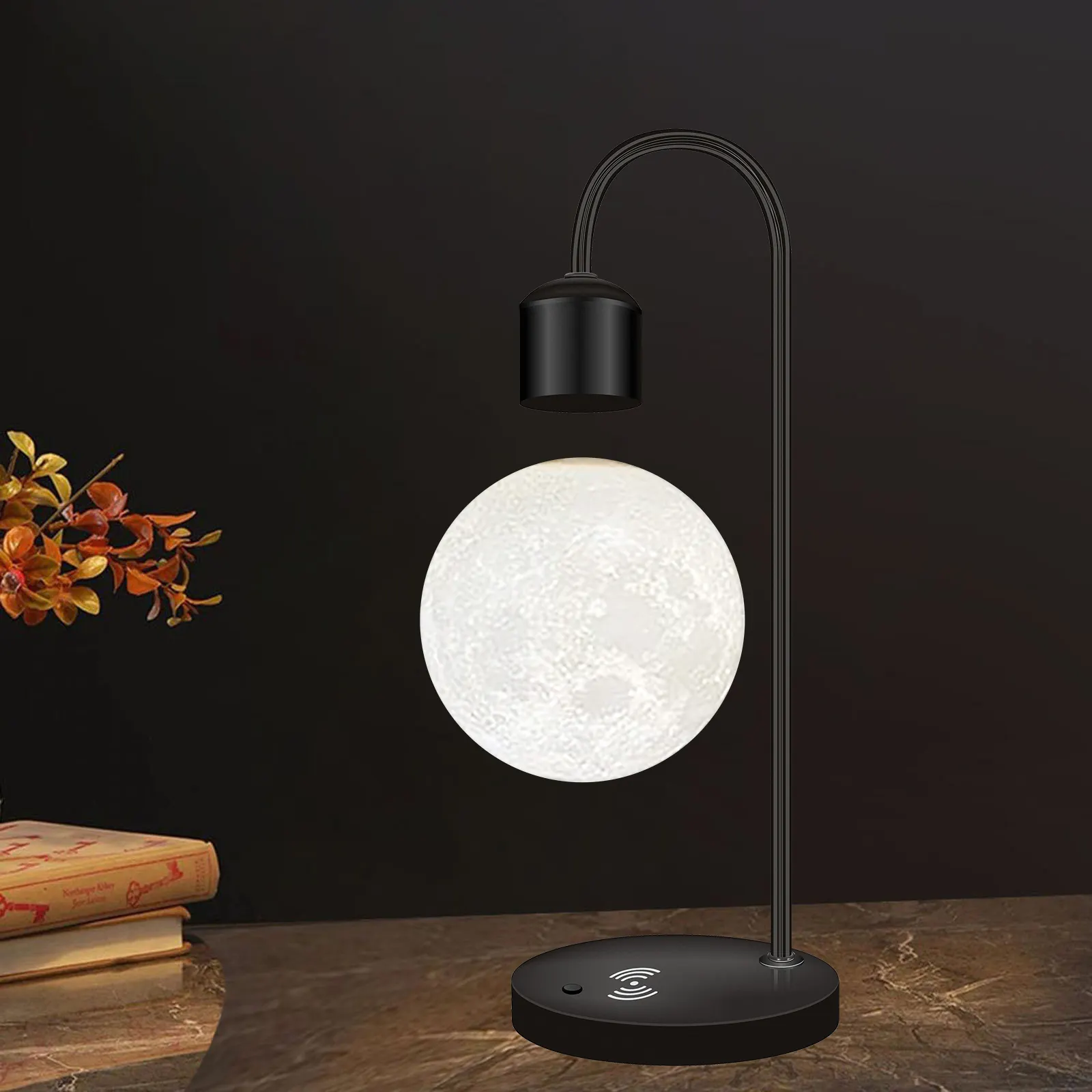 Yüzen LED ışık 3D baskı lamparas de luna gece lambası odası dekor levitasyonunun manyetik Levitating ay lambası