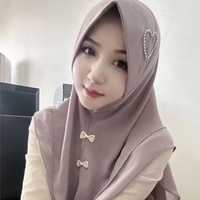 Hijab musulman personnalisé pour femmes, en mousseline double couche à imprimé cœurs, style Arabie Saoudite et Dubaï, foulard islamique turc pour usage quotidien