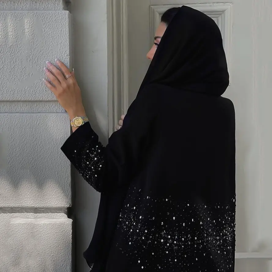 Custom Moslim Abaya Gebed Eid Ramadan Kralen Hoge Kwaliteit 2024 Nieuwe Aankomst Geborduurde Saudi-Arabische Abaya Met Hijab