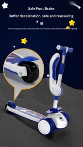 <span class=keywords><strong>Trottinette</strong></span> pliable multifonctionnelle à trois roues pour enfants avec siège amovible, roues LED, technologie de capteur - Design moderne pour une utilisation en extérieur - Product Image 4