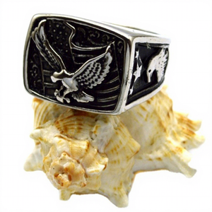 Meistverkaufte Vintage Nordische Wikinger-Runen Schwarze Cabochon Edelstahl-Ringe für Männer Gotischer Alltags-Schmuck - Product Image 1