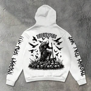 Vente en gros de sweats à capuche Y2k épais, personnalisables avec logo imprimé numériquement, couleur unie, 100% coton, coupe ample et carrée, pour hommes - Product Image 2