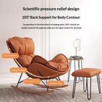 Fauteuil inclinable à bascule pour adulte, usage domestique, en tissu, avec structure métallique, design minimaliste moderne, canapé de loisirs individuel pour salon et balcon