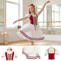 Robe de tutu de ballet romantique pour filles S0067, corsage rouge, manches bouffantes, jupe en tulle blanc, costume de ballet classique Copellia