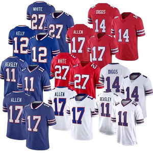 Jersey Sepak Bola Jahitan Khusus Pria # 17 # 14 # 12 # 11 # 27 Seragam Olahraga Biru Merah Putih Amerika XL Kaos Pertandingan Cepat Kering - Product Image 1