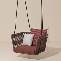 Fauteuil à bascule moderne en rotin à double panier suspendu, balançoire d'extérieur, chaise berceau nid d'oiseau pour cour, balcon, maison