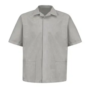 Đồng Phục Làm Việc Ngắn Tay Poly Cotton Phục Vụ Nhà Hàng Và Khách Sạn Của Nam Đặt Làm Theo Yêu Cầu Áo Sơ Mi Làm Việc Phía Trước Có Khóa Kéo - Product Image 2