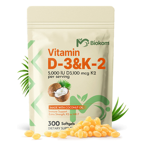 Biokom OEM Private Label 5000 UI Vitamine D3 <span class=keywords><strong>K2</strong></span> Gélules Huile de noix de coco Emballées dans une pochette Facile à avaler pour un soutien immunitaire et cardiaque - Product Image 1