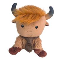 Peluche de vache écossaise mignonne assise avec écharpe tricotée, adorable jouet de style animal en polyester et coton PP, 11-30 cm