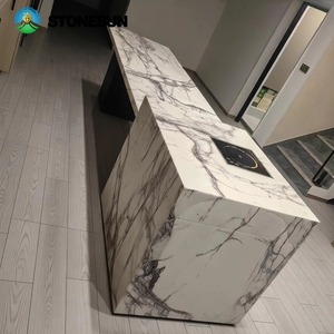 Isola <span class=keywords><strong>Cucina</strong></span> Personalizzata StoneSun in Stile Moderno e Minimalista, Piano in Marmo Lucidato, Grande Lastra in Pietra Naturale, Bancone Reception in Marmo - Product Image 3