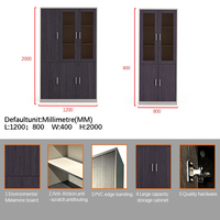 Livre de rangement en mélamine Sheft aluminium verre porte en bois classeur bureau stockage classeur avec serrure
