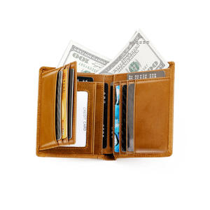 Portefeuille court pour homme Andong avec blocage RFID, en cuir de vache véritable rétro, porte-cartes pour hommes, portefeuilles, sac à main - Product Image 5