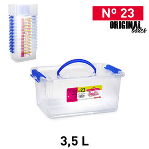 Contenitore Originale N. 23 da 3,5 L in Plastica Trasparente con Manico per Organizzazione Domestica - Product Image 1