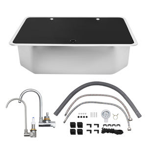 Fregadero de Cocina para Autocaravana de Acero Inoxidable 304 con Tapa de Vidrio Templado y Kit de Grifo Plegable de Agua Fría y Caliente para Barco o Camper - Product Image 6