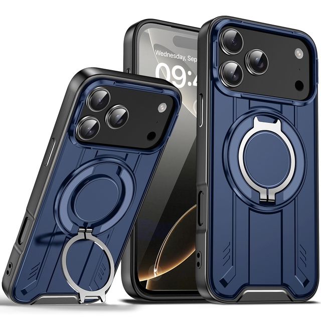 Mobile Phone Cover for iPhone 17 16 Pro Max Samsung Galaxy S26 S25 S24 Ultra Cases Rotated Stand Magnetic Ring Cellphone Case