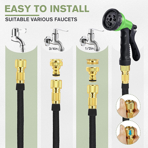 고성능 확장형 정원 호스 8가지 기능 노즐 내구성 알루미늄 금속 라텍스 고무 폴리 커넥터 CNS 표준 - Product Image 3