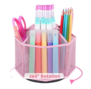 Mesh Mesh Office <b>Rotatable</b> <b>Desk</b> Organizer Pen and Pencil Stationery Holder - Product Image 1