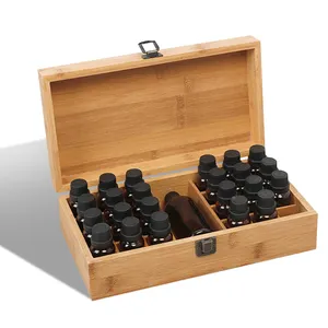 Boîte de rangement de bouteilles d'huile essentielle en bambou de haute qualité avec diviseurs