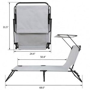 Chaise longue pliante portable 3 positions, capacité 150 kg, facile à transporter, pour piscine, pelouse, plage, camping, extérieur - Product Image 4