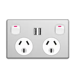 SAA Australian GPO New Zealand/SN Electrical Wall Switch Socket Double Power Points With 2USB-A 3.6A Wall Socket