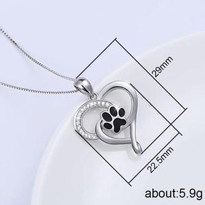 CAOSHI oso perro garra negro amantes corazón forma colgante collar para mujer plata revestimiento caja cadena lindo colgante collares niñas - Product Image 6