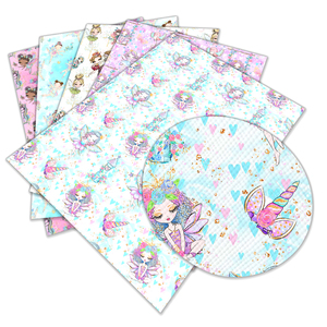 Wholesale Cute Girls Fairies Pattern Semi PU Customizable Faux Leather Roll for Bags & Sofas Craft Materials