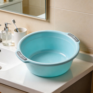 Bassine de cuisine 10L, lavabo de salle de bain, bac à linge, durable, multi-usages, bleu, rose, blanc - Product Image 1