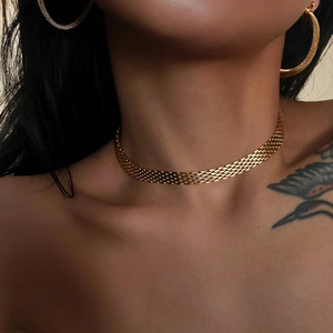 Collar de cadena de malla de acero inoxidable chapado en oro de 8 quilates con diseño geométrico para regalo, joyería de moda. - Product Image 4