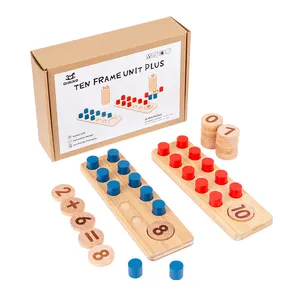 Nomor Rasa Permainan Anak-anak Pendidikan Awal Mainan Pembelajaran Matematika Sepuluh Bingkai Unit Ditambah Bayi Montessori Pendidikan Mainan Kayu