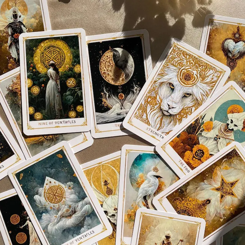 Impresión personalizada cartas de tarot negras y oráculos al por mayor carta de tarot versión rusa cartas de tarot calsic