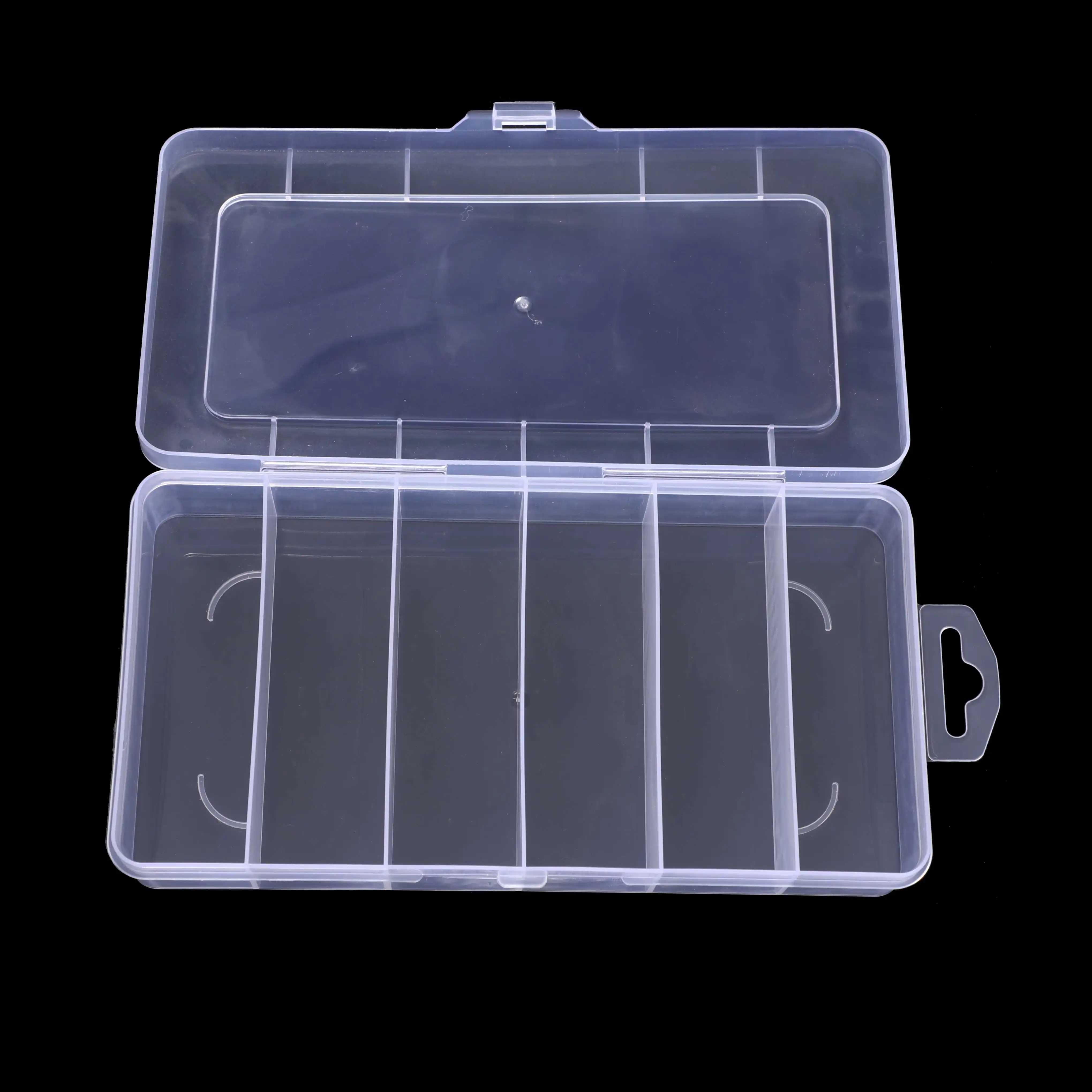 低MOQ食品グレード透明6格子一日ピルボックス取り外し可能なジュエリー部品収納ボックス