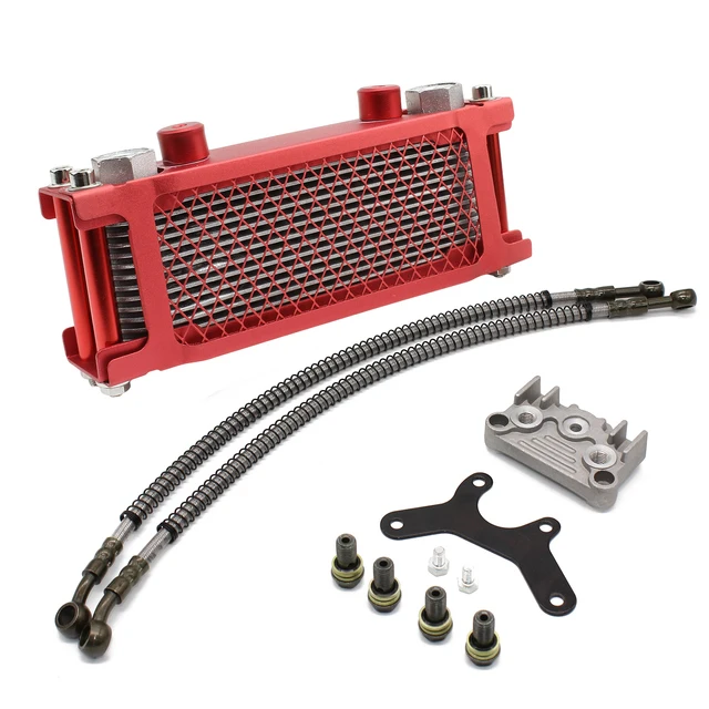 Motor Motorcycle Oil Cooling Cooler Radiator Set For 125Cc 140Cc Orizontal Engine Dirt Pit Bike Atv Aluminum Cooler Oil Hose Kit