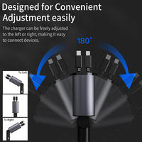 Cargador de Coche Retráctil, Compatible con 180 °   Adaptador Multi-Puerto con Carga Rápida, Indicador de Voltaje y Control Inteligente de Temperatura