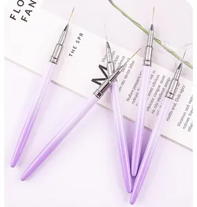 Wholesale Nail Art Liner Brushes Set 5pcs Metal Handle Nail Long Striping Brush Private Label Nail Drawing Pens