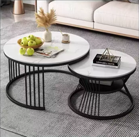 Table basse moderne de luxe avec cadre en métal et panneau en pierre, facile à assembler, design décoratif personnalisable pour salon