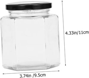 Frasco de Vidrio Hexagonal Transparente de Alta Calidad con Tapa de Hierro, Capacidades de 45ml/730ml, Personalizable con Calcomanías, para Dulces, Golosinas, Alimentos Enlatados, en Caja - Product Image 2