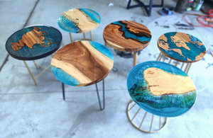<strong>Epoxy</strong> Resin <strong>Coffee</strong> <strong>Table</strong> River <strong>Table</strong> With Hair Pin Legs in Stock - Product Image 2