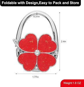 Porte-sac à main pliable motif trèfle pour chaise et comptoir, compact et robuste pour femme, avec pochette en velours, pour mariage et anniversaire - Product Image 2