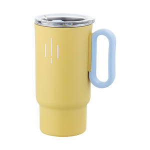 Gobelet isotherme en acier inoxydable 304 à double paroi, mug à café jaune, portable, 16 oz - Product Image 1