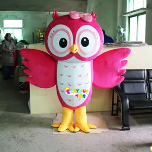 La fabbrica di Guangzhou ha personalizzato l'abbigliamento della mascotte del gufo del fumetto adorabile mascotte del gufo rosa grande evento abbigliamento per feste per adulti