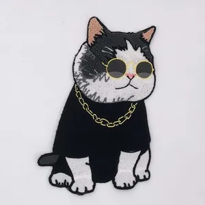 Apliques para ropa, accesorios de chenilla de alta calidad, MS23729, diseño personalizado, bordado con forma de gato de dibujos animados, gran oferta