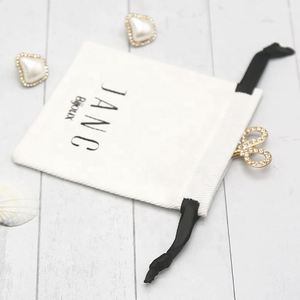 High Quality Muslin logo Jewelry Pouches <b>White</b> <b>Bags</b> for <b>Small</b> Ring Earring - Product Image 4
