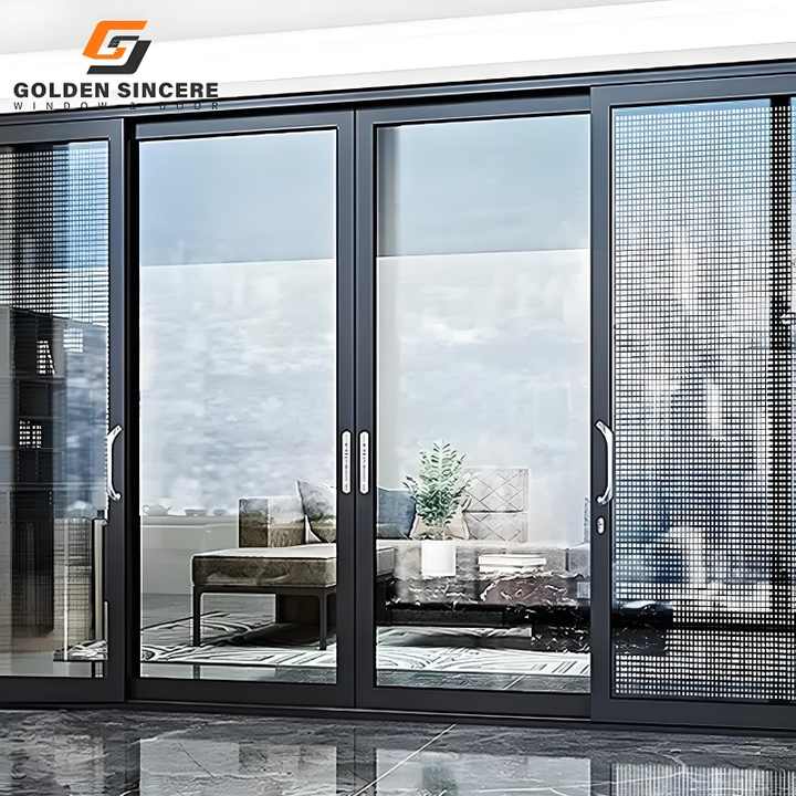 GS Modern Aluminum Glass Sliding Doors Commercial Residential Use Soundproof Telescopic Double Sliding Door for Villas