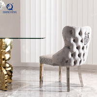 Chaise de salle à manger en velours Mobilier moderne de luxe en acier inoxydable pour la maison