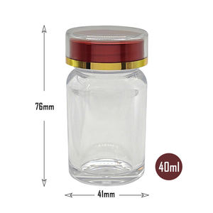 Precio al por Mayor, Dispensador de Cápsulas Transparente de 40 ml, Botella de Plástico PS Portátil Sellada con Tapa Roja - Product Image 2