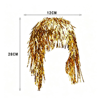 Perruque scintillante en plastique métallisé, accessoire de tête fantaisie pour Halloween, carnaval, mascarade, photomaton